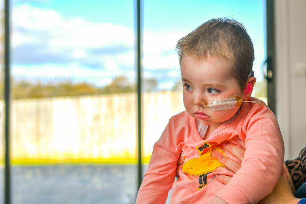 Launceston's Ariel Stevens is continuing to fight after being diagnosed with an aggressive and inoperable brain tumour at five months old. Picture: Scott Gelston 