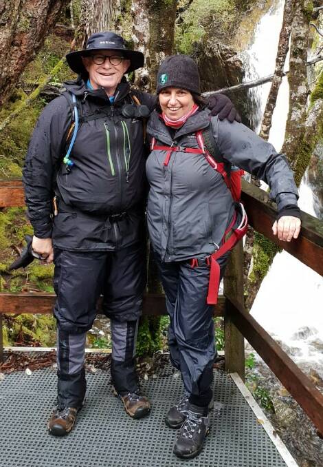 Stephen Ackland and Ruth Nissim during the 60 kilometre challenge, which included parts of the Overland Track. Picture: Supplied 