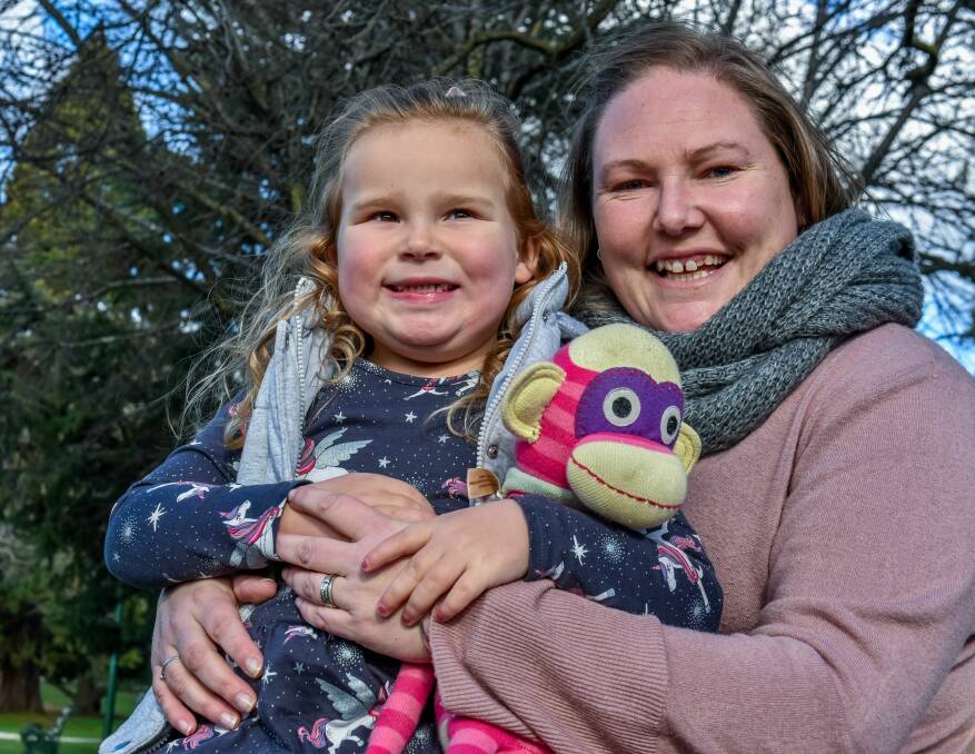 SMILE: Lexi Quinn, 4, of Perth, needed to have four of her front teeth removed after a significant trauma in 2017, pictured with mother Brooke Quinn. Picture: Neil Richardson