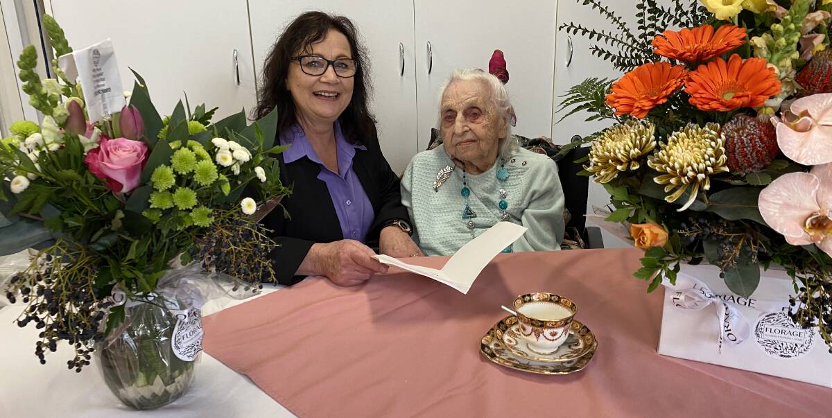 SPECIAL DAY: Senior care manager Deb Duyst with Kath Hayes, of Uniting AgeWell Kings Meadows Community, Aldersgate. Picture: Supplied 