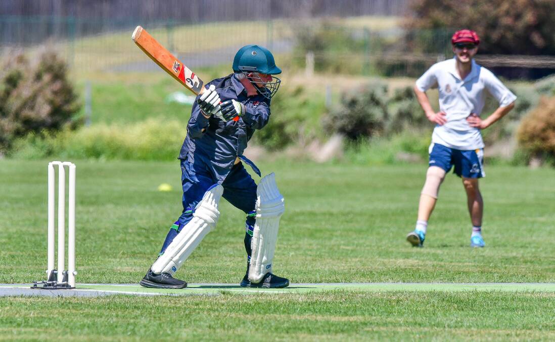 GAME: Former Launceston General Hospital chief executive and director of surgery Berni Einoder AM steps up to the crease at Sunday's inaugural Merridew-Einoder trophy. Picture: Scott Gelston 