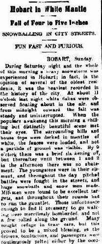 Almost 100 years ago snow covered Launceston: here's how it was reported