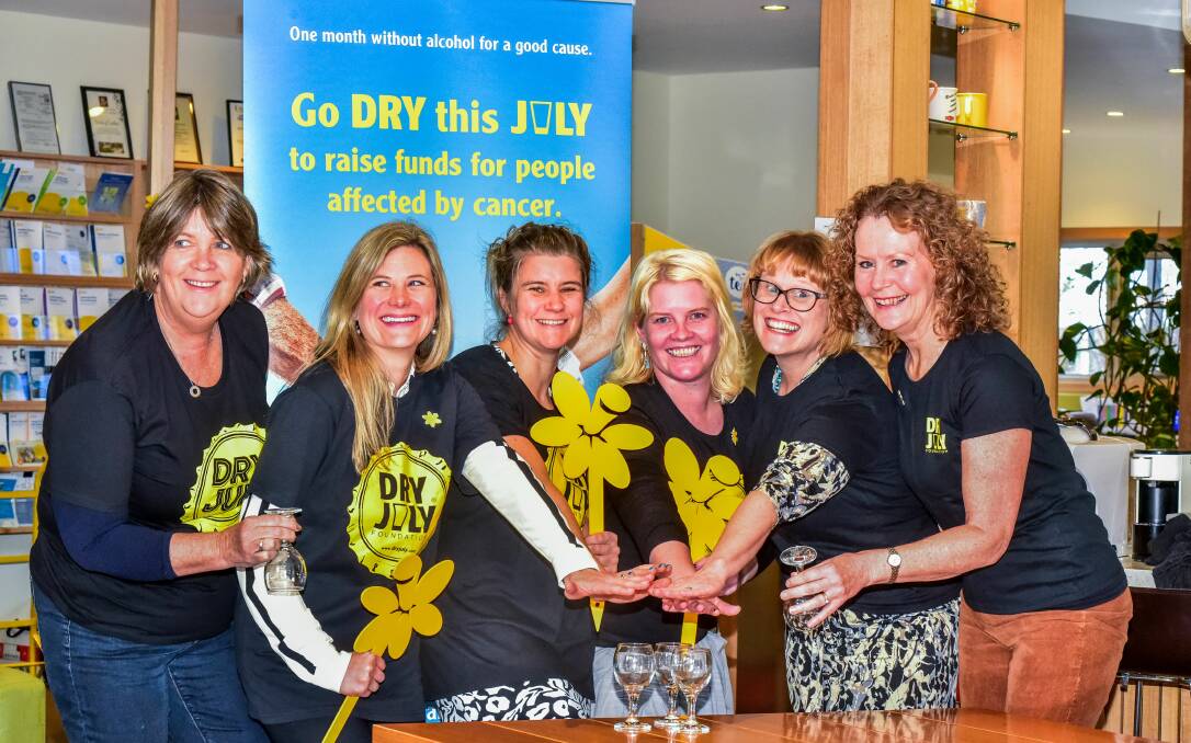 TEAM: Marg McKenzie, Abby Smith, Kristy Chugg, Mel Knight, Erica Larke-Ewing and Penny Egan of the Cancer Council Tasmania Teetotalers. Picture: Neil Richardson 