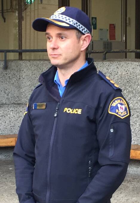 Tasmania Police inspector Nathan Johnston. Picture: Jessica Willard 