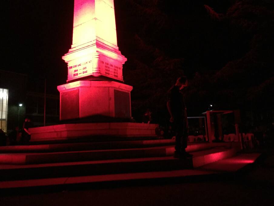 The Australian Defence Force sentries who traditionally guard the cenotaph were absent from the Launceston dawn service. Picture: Jessica Willard 