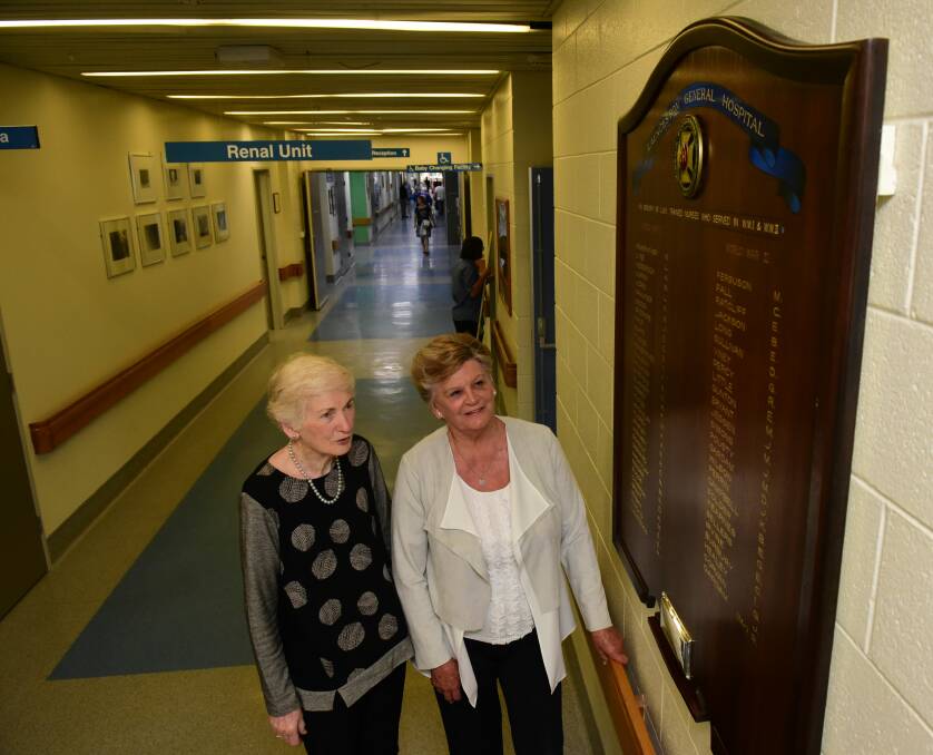 PROUD: Ex-Trainee Nurses' Association president Deanna Ellis and Zoe Johns, with the new honour board at LGH. Picture: Paul Scambler

