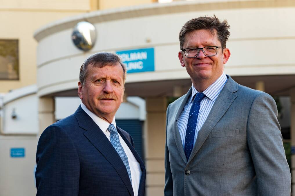 CARE: Northern Tasmanian Cancer Service director Dr Stan Gauden with Mark Barbeliuk, who plans to donate $1 million to the W.P Holman Clinic. Picture: Phillip Biggs 