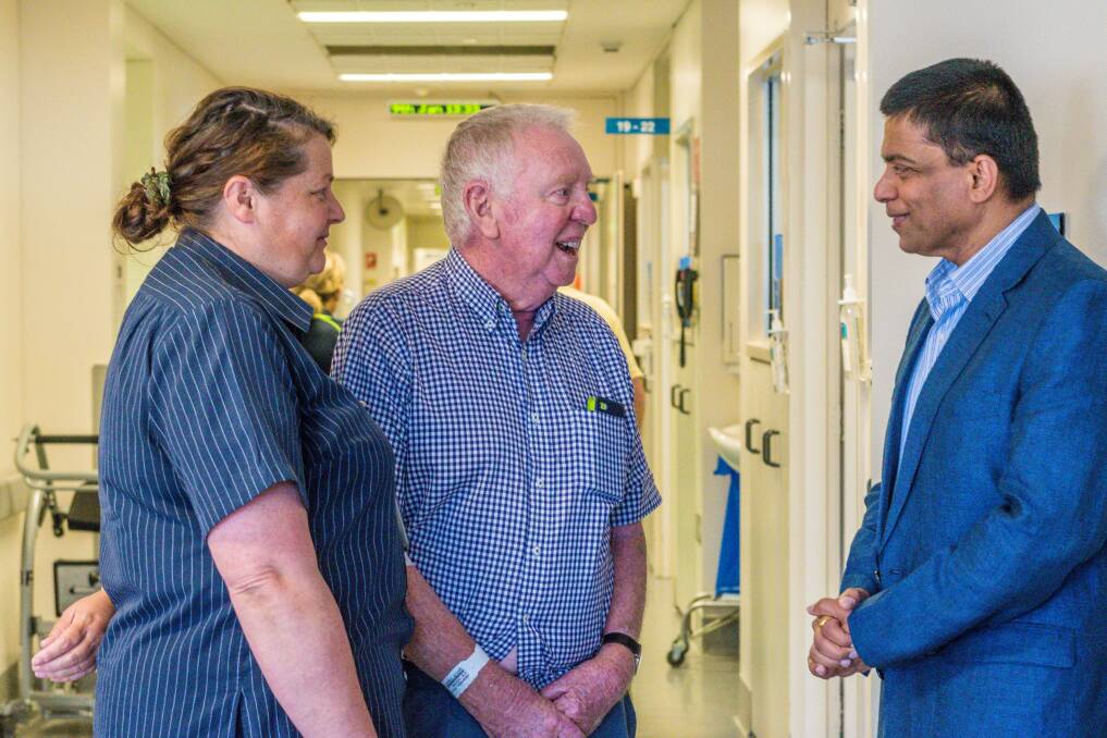 LGH clinical nurse consultant Carolyn Harrison, William Anderson and stroke specialist Dr Dinesh Tryambake. 