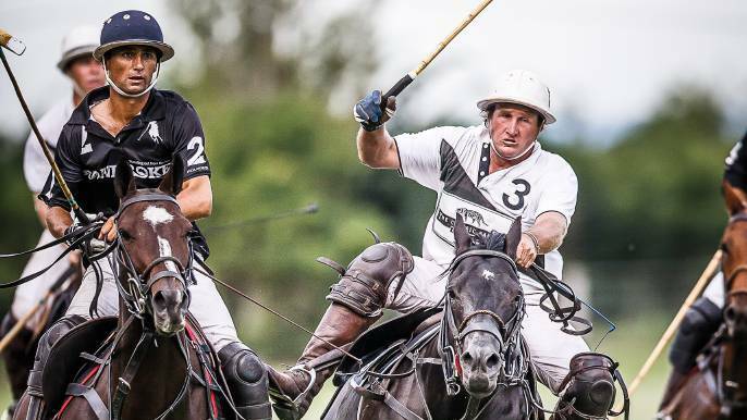 Polo player Andrew Williams, pictured right, is claiming $739,000 in damages from operators of the Spirit of Tasmania. Picture: Supplied 