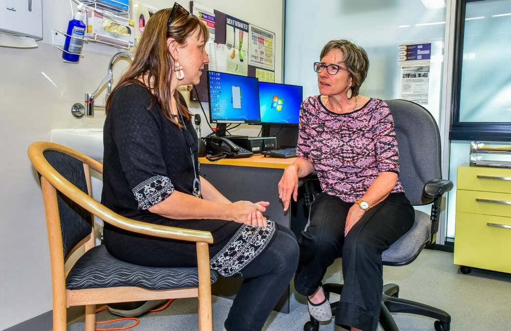 Belinda Howard speaking with nurse practitioner Sharon Johnson, at the John Morris Diabetes Centre. Picture: Neil Richardson 