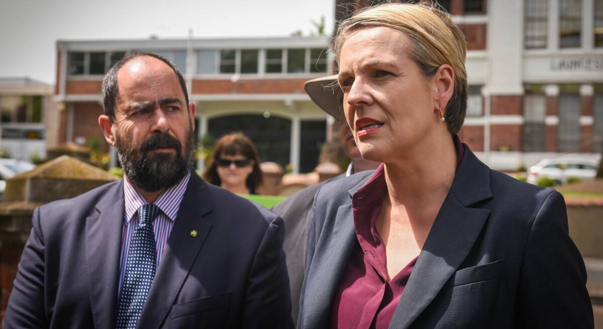 PLEDGE: Member for Bass Ross Hart with Deputy Opposition Leader and Shadow Education Minister Tanya Plibersek at Launceston College on Monday. Picture: Paul Scambler 