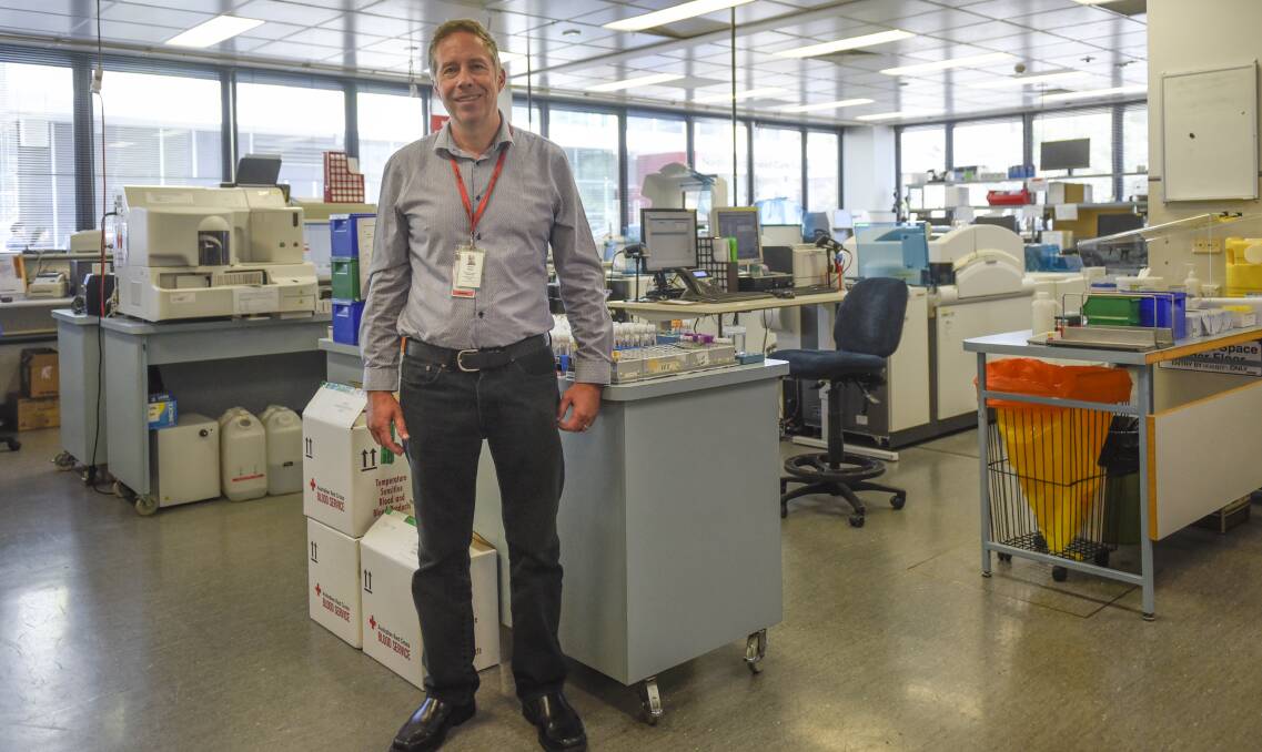 STREAMLINED: Northern Tasmanian Pathology Service scientist in charge of haematology Michael Morse says the new blood labelling system is making a big difference. Picture: Craig George 
