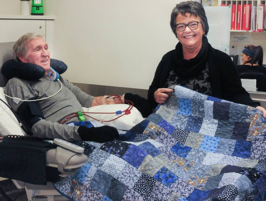 KEEPING WARM: Anne Hamer has been making quilts for the Kings Meadows Renal Unit, ever since husband Norm started dialysis. Picture: Neil Richardson 