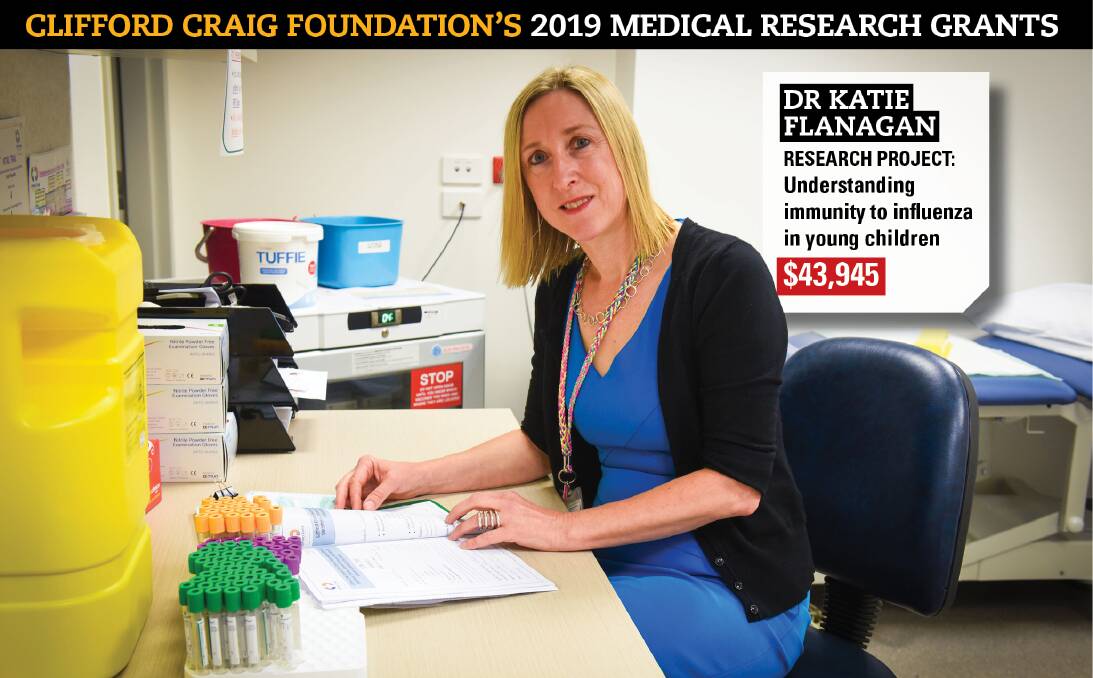 CARE: Associate Professor Katie Flanagan was one of eight successful applicants recently announced for the Clifford Craig Foundation’s 2019 medical research grants. 