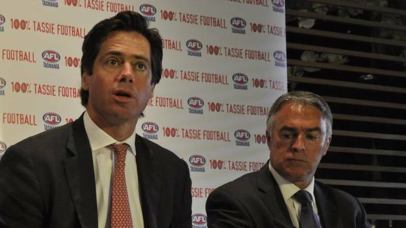 AFL chief executive Gillon McLachlan and former AFL Tasmania chief executive Scott Wade