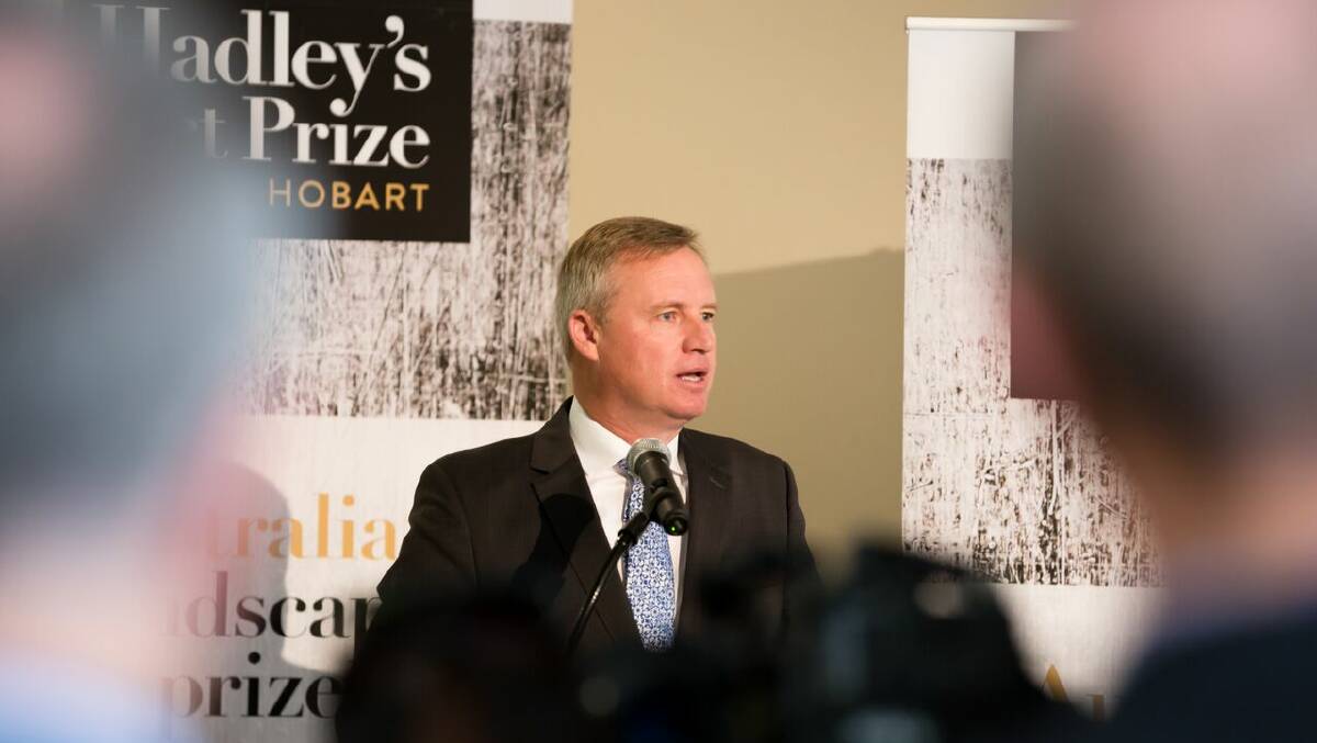 Deputy Premier Jeremy Rockliff launches the Hadley's Art Prize