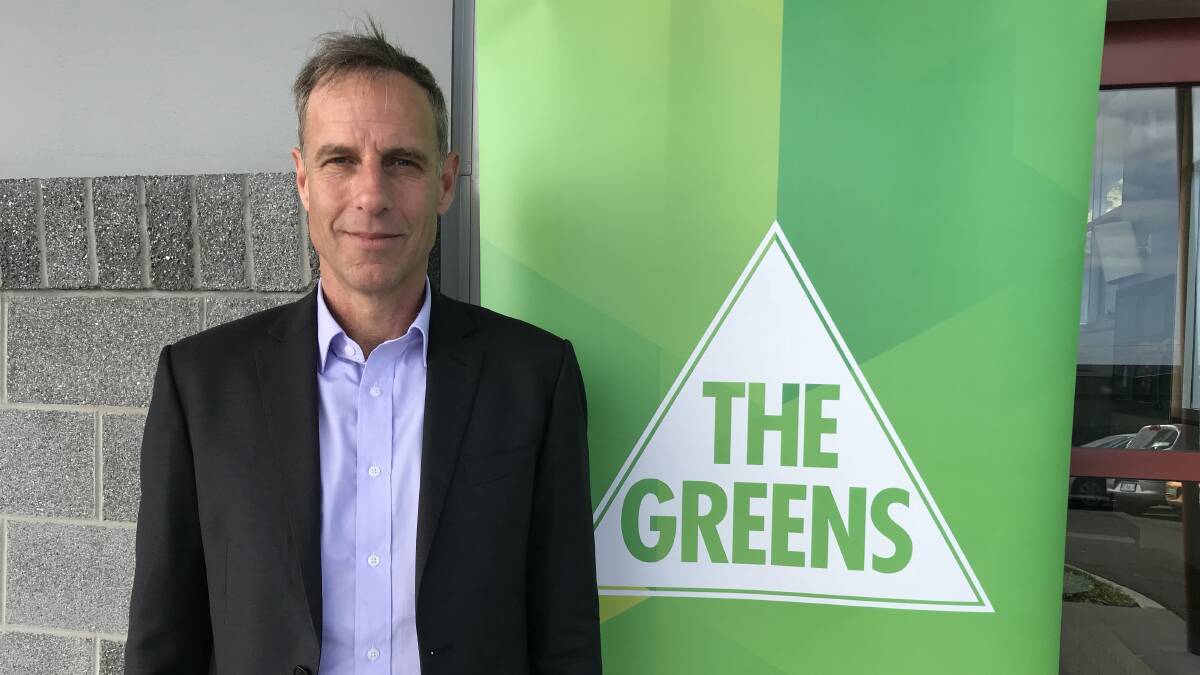 Campaigning for change: Greens Senator Nick McKim in Burnie for the party's state conference.