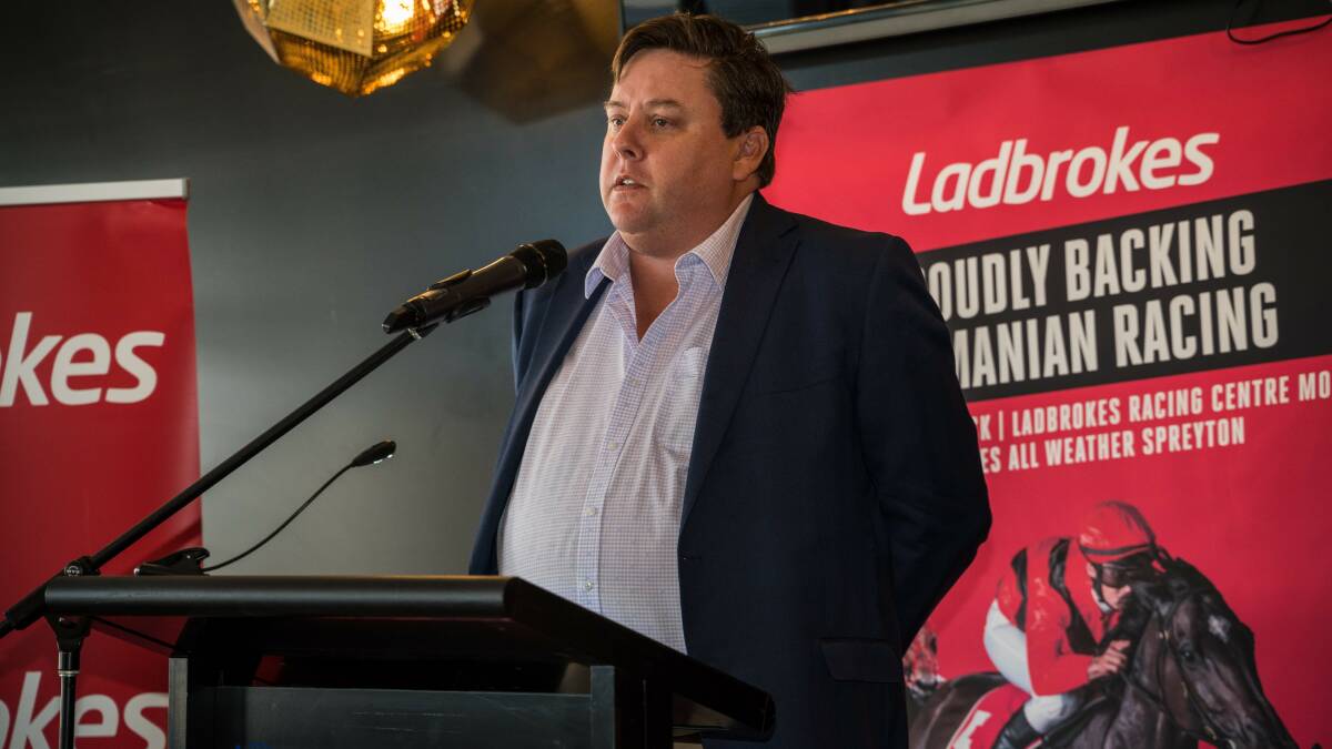 Ladbrokes CEO Jason Scott at the announcement of a new sponsorship deal covering all Tasmania's major tracks and cups