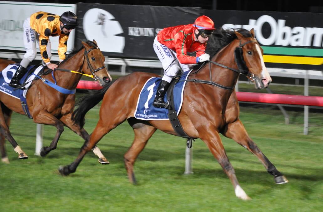 IMPRESSIVE: High-priced three-year-old Appraise, ridden by Craig Newitt, was an impressive winner at his second start at Mowbray on Wednesday night. Picture: Greg Mansfield  