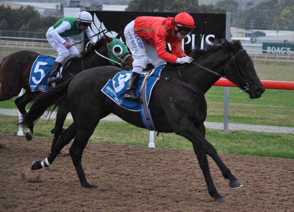 GOOD WEEKEND: Blackberry Rose, ridden by Craig Newitt, completes a weekend two-state double for trainer John Blacker with a win at Spreyton on Sunday. Picture: Greg Mansfield