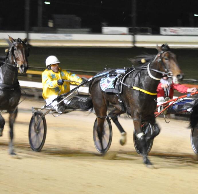 Better Amour wins a feature race at Devonport last year. She was back to her best in Hobart on Sunday night.