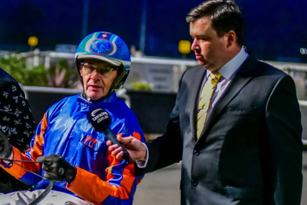 CUP HOPE: Driver Gavin Lang talks to Tasracing live stream host Duncan Dornauf about Franco Tristan's Easter Cup heat win at Mowbray on Friday night. Picture: Neil Richardson