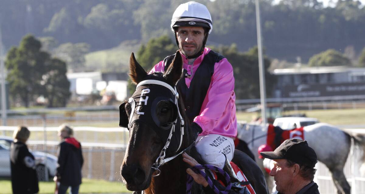 LIGHT ON: Ethical Dillema was one of three winners at Spreyton on Sunday for David Pires who is one of only 14 jockeys currently riding in Tasmania. Picture: Brad Cole