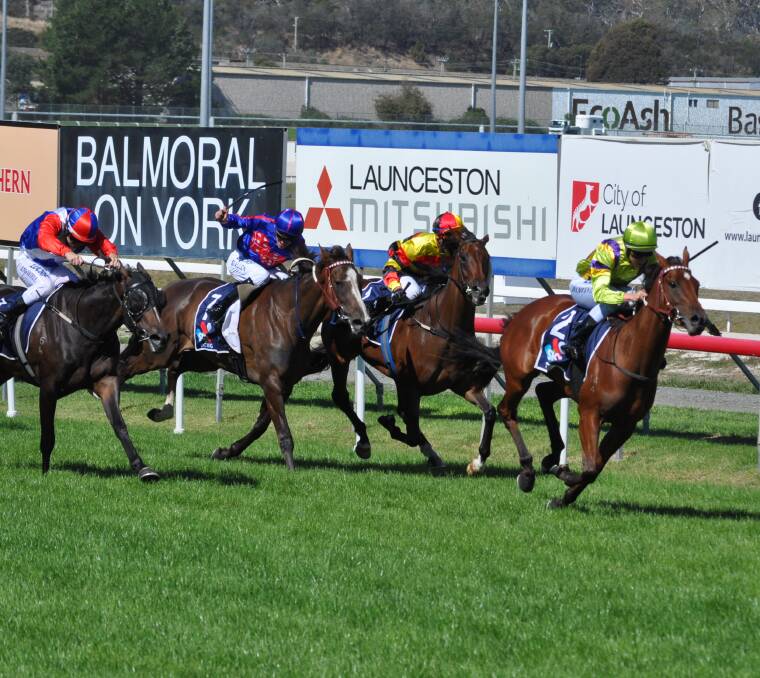 FAILED: Pleasuring, ridden by Damian Lane, wins the 2018 Tasmanian Oaks. A bid to move next year's race to a night timeslot has failed. Picture: Greg Mansfield