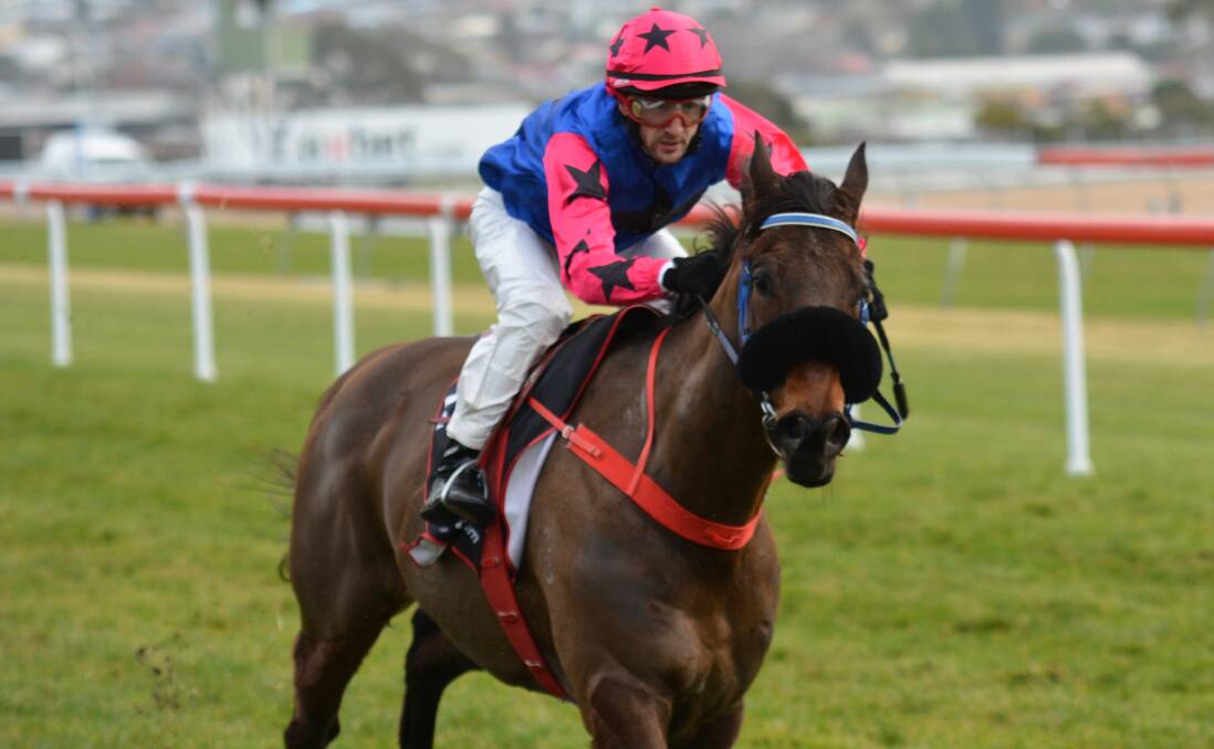 LAD WINS: Odessa Lad, ridden by Bulent Muhcu, wins the second and last race at Elwick on Sunday. The rest of the meeting was abandoned. Picture: Tasracing