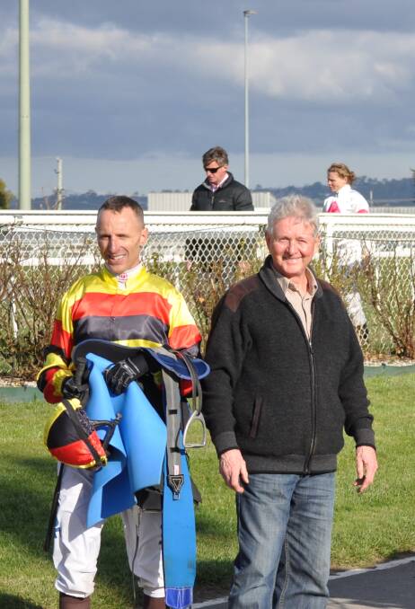 INDUCTED: New Hall Of Fame member Bill Ryan with jockey Brendon McCoull after one of their many wins at Mowbray.