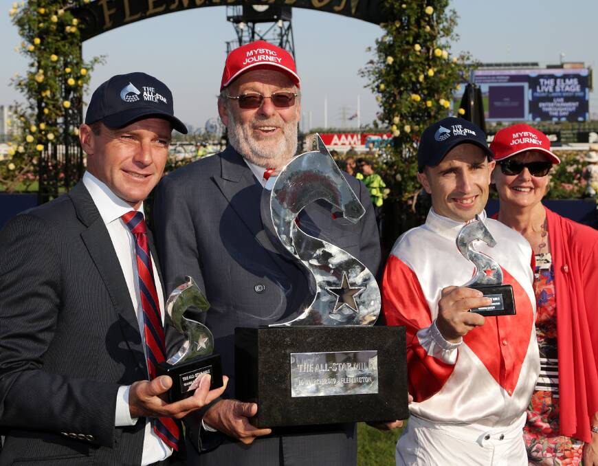 ON DISPLAY: Mystic Journey's connections with the All-Star Mile trophy that will be on display during next week's Melbourne Cup tour of Tasmania. 