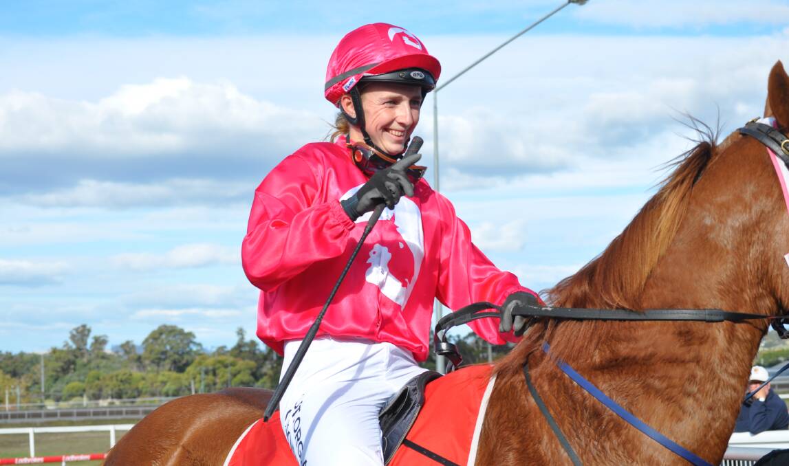 TREND SETTER: Codi Jordan, pictured after a win on High Maintenance at Spreyton last Sunday week, is leading the way for a promising group of female apprentices. Picture: Greg Mansfield