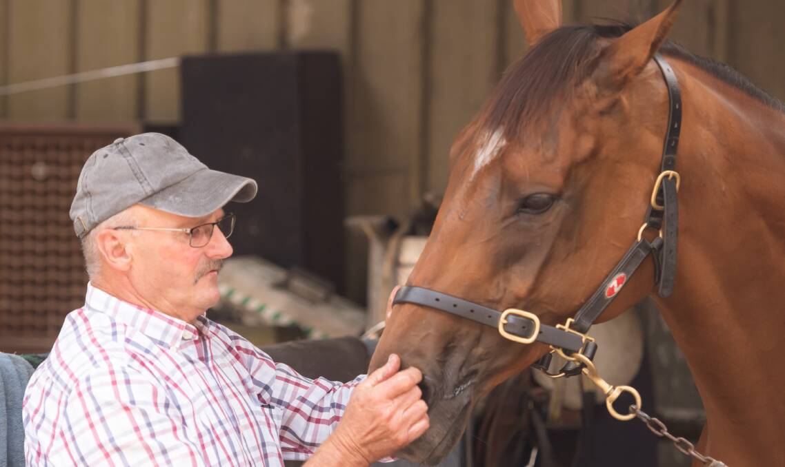 END OF ROAD: Trainer Michael Trinder with Toorak Affair who has been retired after bleeding from one nostril in the Launceston Cup on Wednesday. Picture: Simon Sturzaker