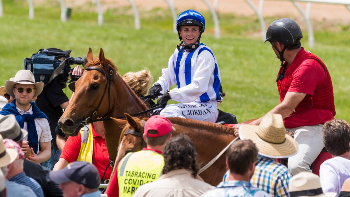 IN SPOTLIGHT: Codi Jordan was in the spotlight after winning a race on Longford Cup day.
She will get even more attention if she can win Wednesday's Devonport Cup.
Picture: Phillip Biggs