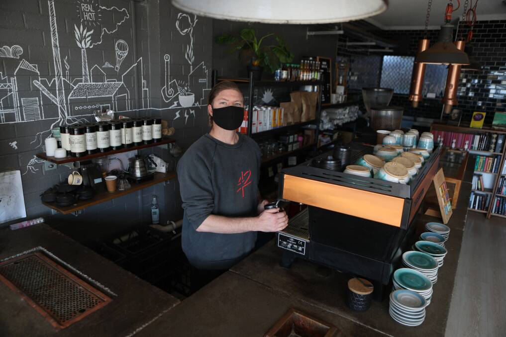 Duanne Truter at Scratch Coffee Co in Port Kembla. Picture: Robert Peet
