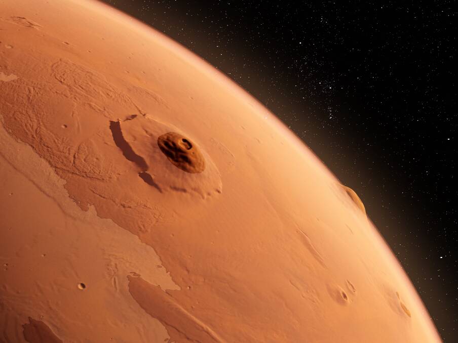 A 3D rendered image of Olympus Mons on Mars, the Solar System's largest volcano. Picture: Shutterstock