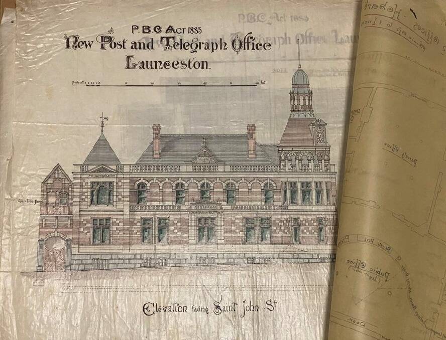 LOT 1001: Detailed original plans of the Launceston General Post and Telegraph Office. Picture: supplied