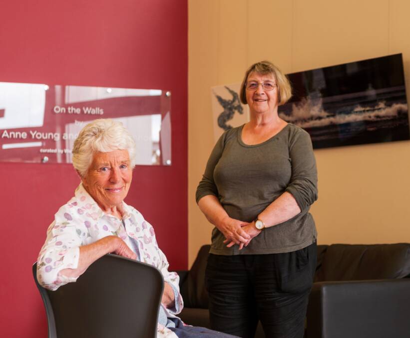 Anne Young and Anne O'Connor at their exhibition at Windsor Gallery, Riverside. Picture: Phillip Biggs