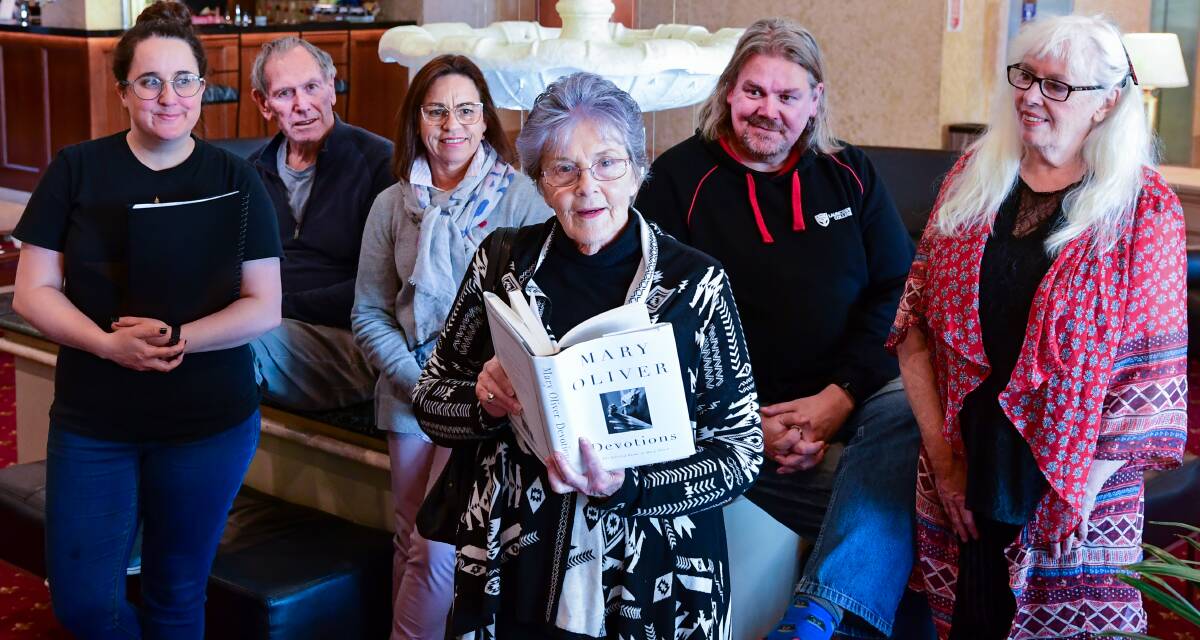 Georgie Todman, Michael Edgar, Gina Mckenzie, Nancy Corbet with book, Cameron Hindrum, and Evie Wood. Picture: Neil Richardson. 