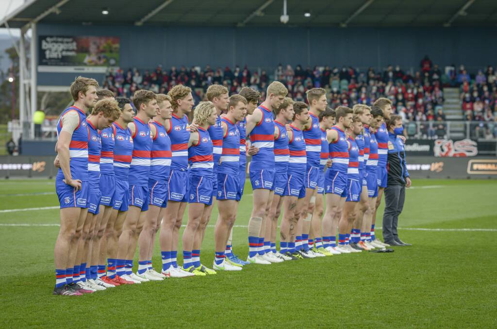Western Bulldogs ready to take on Melbourne. Picture: Craig George 