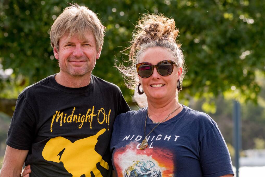 Chris and Stephanie McIntosh, of Hobart, are fans of Midnight Oil. 