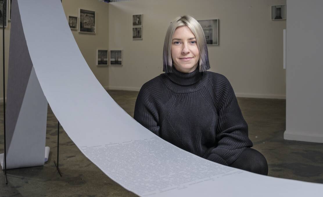 Artist Hannah Foley with her work at Sawtooth ARI. Picture: Craig George 