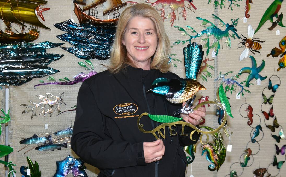 Gail Marik from Tasmanian Copper and Metal Art Gallery at 2019 Tasmanian Craft Fair. Picture: Neil Richardson.