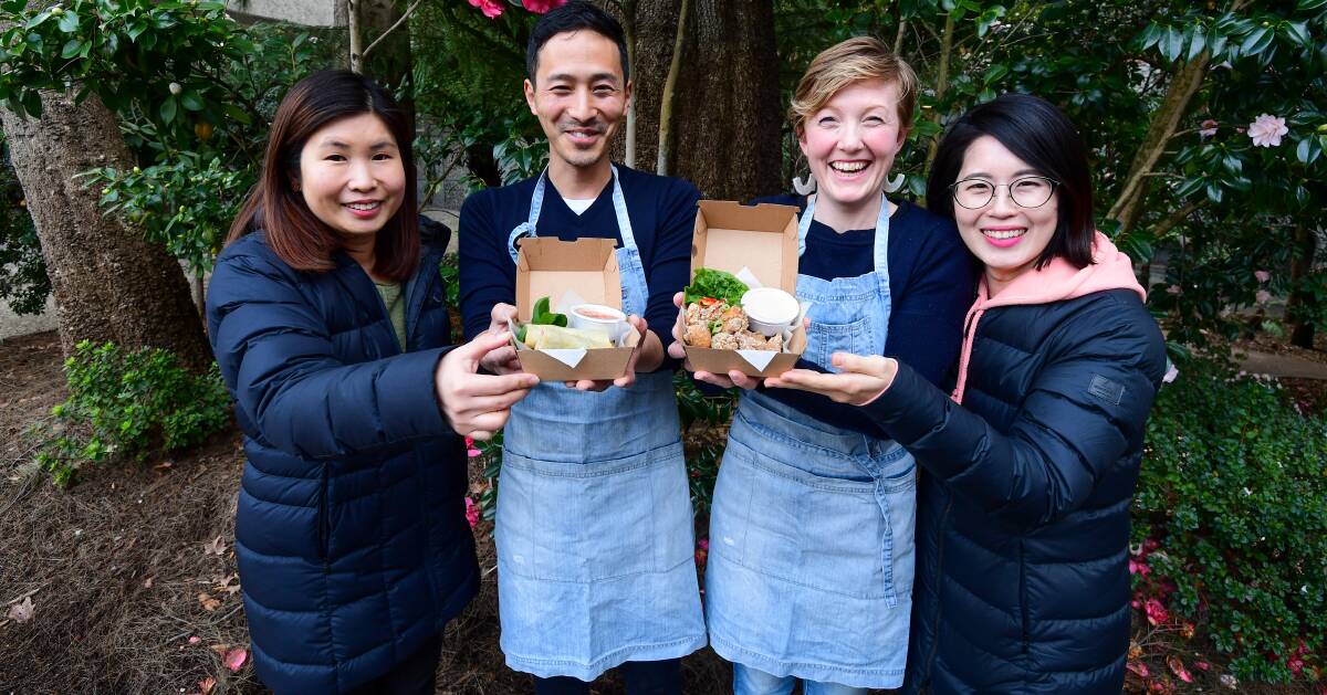 World Street Eats returns. Pictured is Pearl Chinthammit, Hide and Lydia Nakano, and Jaewon Chae. Picture: Neil Richardson. 