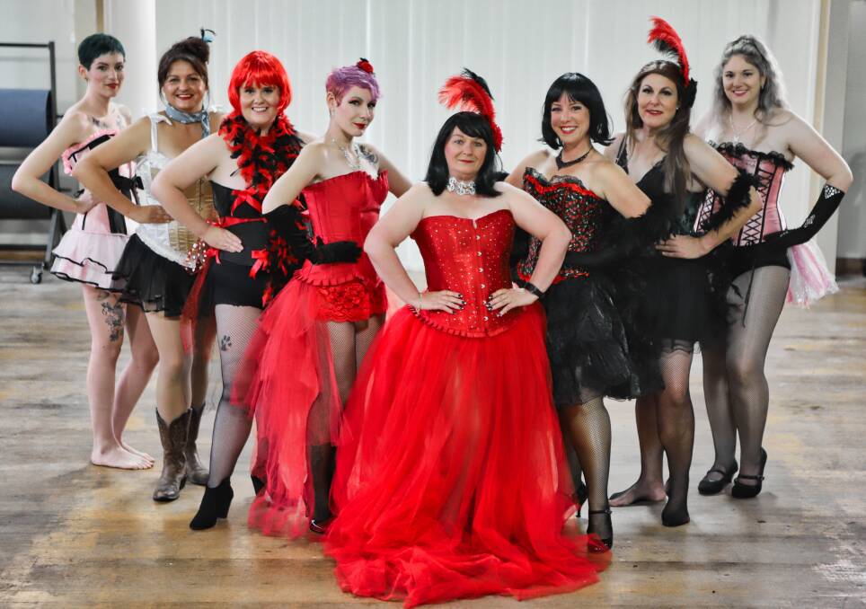 Vermillion Rose (right) with Devonport Devil's Burlesque Academy students ahead of the new show performed on April 10 in Launceston. Picture: Talena Valmai Photography