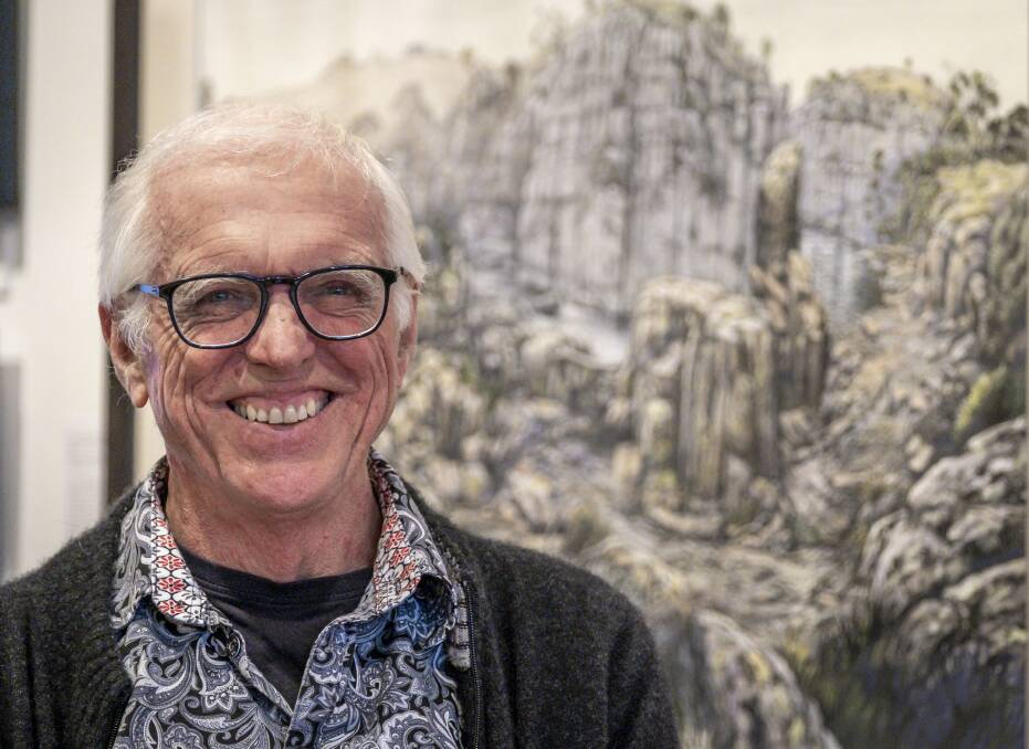 Graeme Whittle with his artwork titled Corra Linn. Picture: Craig George