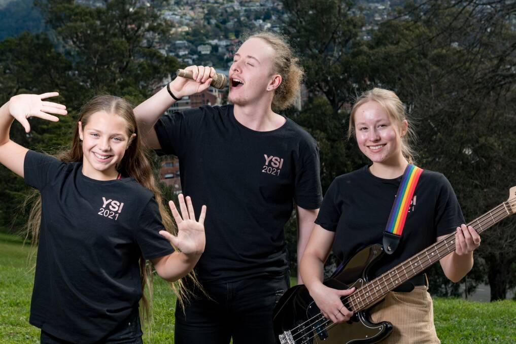 Macie Petterwood, Seth Glock and Sari Ames-Smith will perform in the Youth Spectacular event. Picture: Phillip Biggs 