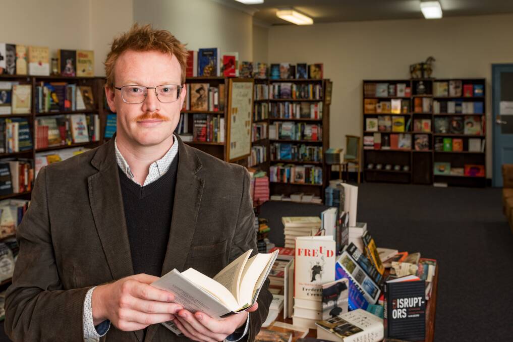  Quixotic Books owner Toby Wools-Cobb excited about the opening of the store. Picture: Phillip Biggs