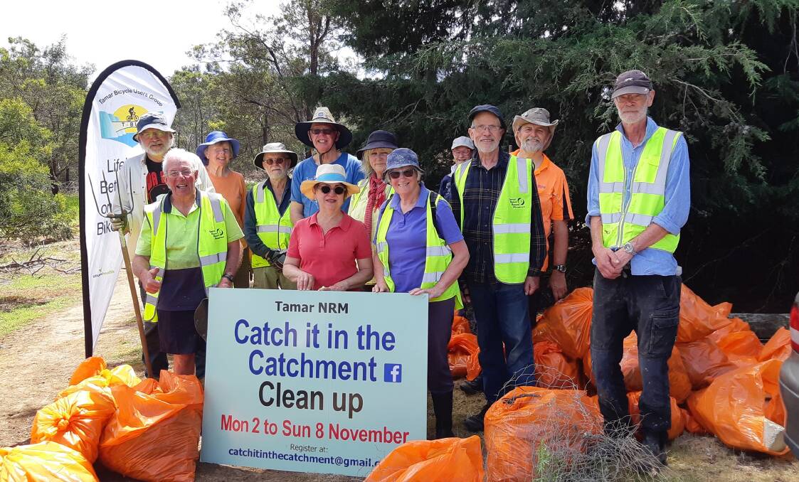The Tamar Bicycle Users Group collected 150kg of rubbish from the Newnham Creek during clean up event. Picture: Supplied. 