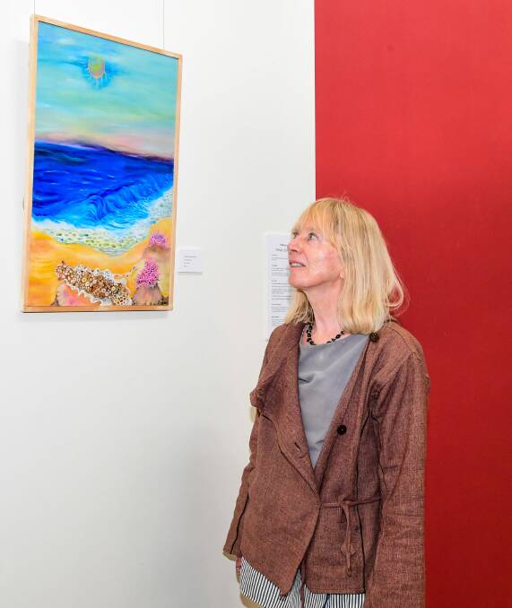Victoria Jansen-Riley with her work in the Plethora of Images exhibit. Picture: Neil Richardson. 